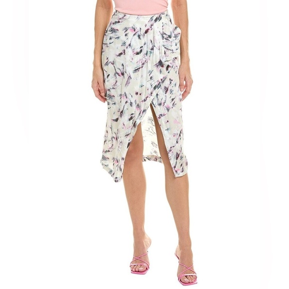 NWT IRO Kerim Skirt Size 8 Beige Purple Wrap Effect Drape Designer Casual Spring - Picture 5 of 16